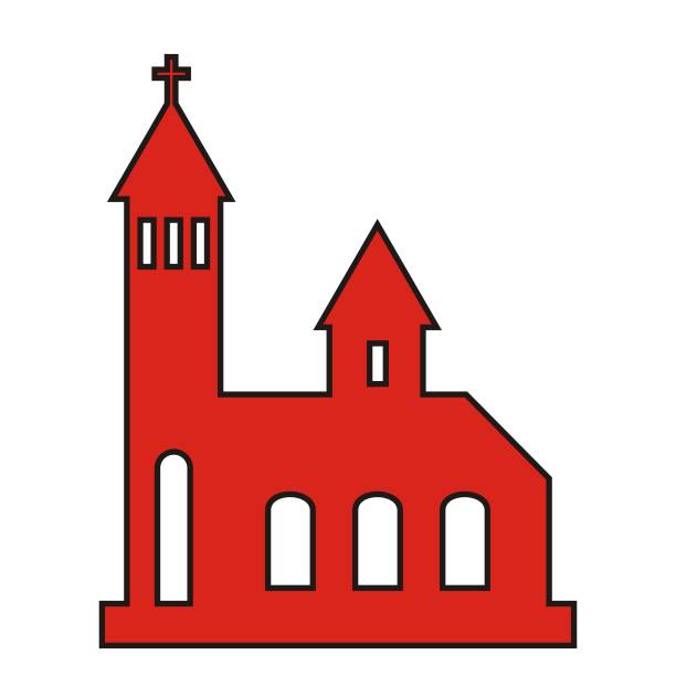 illustrations, cliparts, dessins animés et icônes de église rouge, icône vectorielle isolée, eps. - church spire