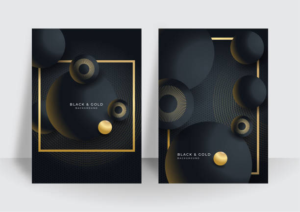 istock Modern luxury premium black gold background for cover design template. Black gold elegant background overlap dimension abstract geometric modern. Suit for business and corporate 1345937649