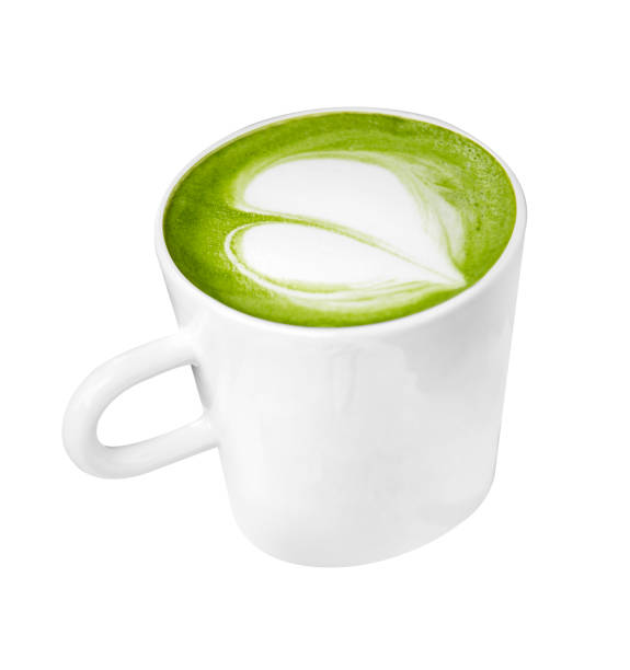 istock hot Japanese green tea in white cup isolated on white background 1345937796