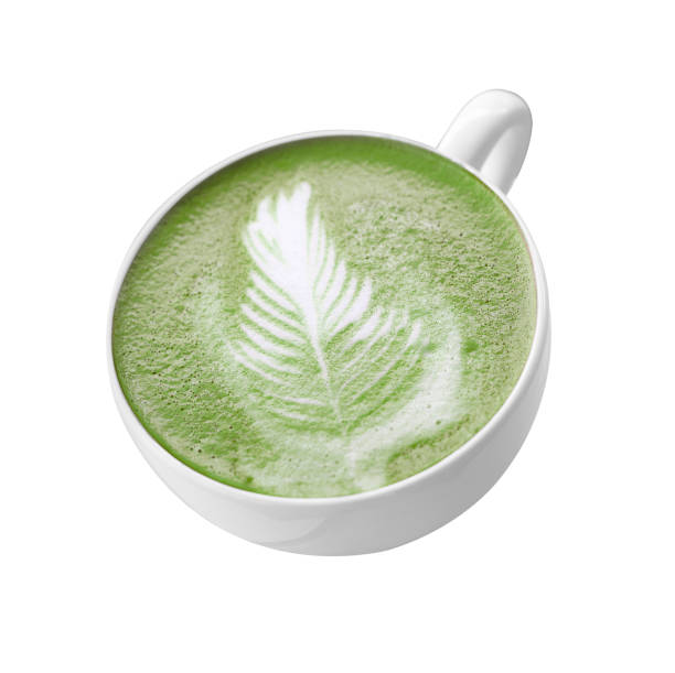 istock hot Japanese green tea in white cup isolated on white background 1345937806