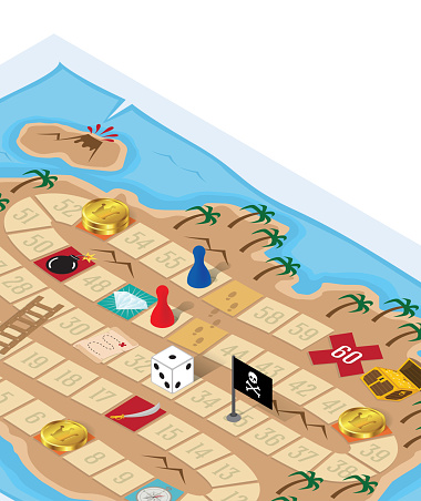 Board Game Treasure Island Map Pirate Adventure Quest for Gold Chest