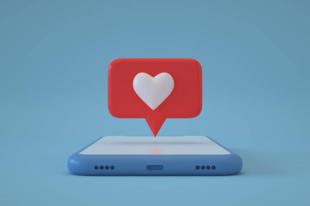 istock Social media notification like icon on Smartphone 1345940087