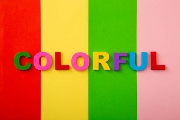istock Bright multicolored alphabet with colorful wording background. Flat Lay 1345940973