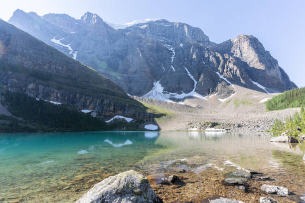 istock Beautiful turquoise alpine lake surrounded by mountains 1345942396