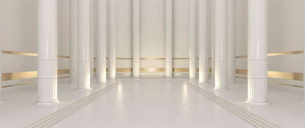 istock Golden And White Luxury Columns. Pillar Background - 3D Illustration 1345942585