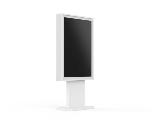 istock LED city light billboard mockup template, acrylic information show electronic display floor stand for branding, 3d illustration 1345943401