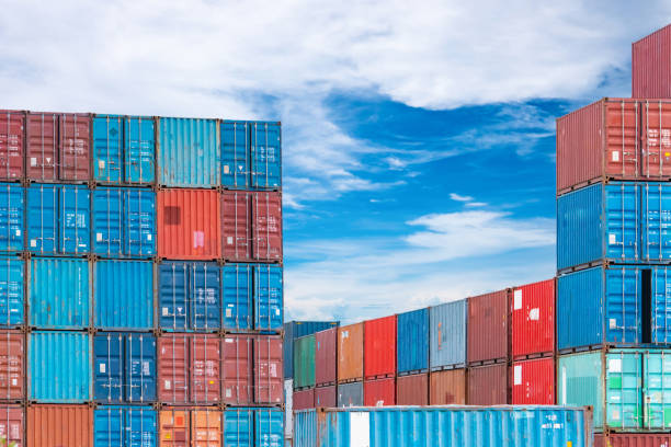 istock Container logistic. Cargo and shipping business. Container ship for import and export logistic. Container freight station. Logistic industry from port to port. Container at harbor. Sea freight concept 1345943545