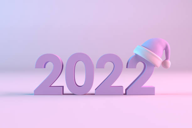 istock 2022 New Year with Santa Hat, Neon Lighting 1345944269