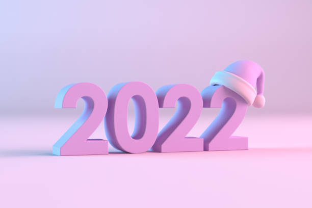 istock 2022 New Year with Santa Hat, Neon Lighting 1345944470
