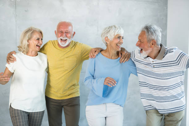 istock Happy senior couples having fun together. 1345948635