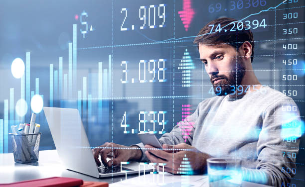 istock Businessman wearing white pullover is typing message on smartphone 1345949157
