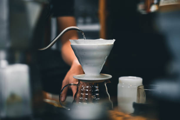 istock Drip coffee on a table in a coffee shop 1345950590