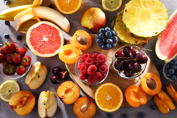 istock Composition with a variety of fresh culinary fruits 1345952387