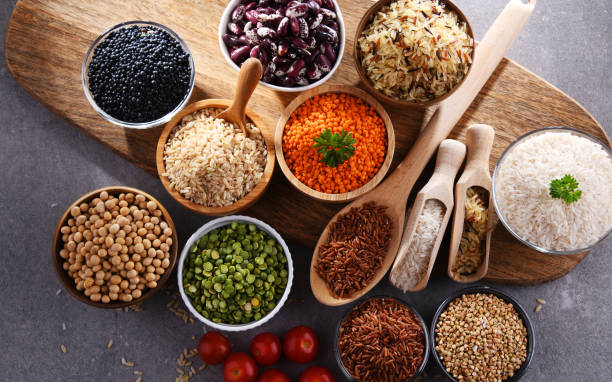 istock Composition with different kinds of dry food products 1345953630