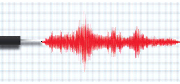 erdbebenseismograph polygraph maschine vektor illustration - erdbeben stock-grafiken, -clipart, -cartoons und -symbole