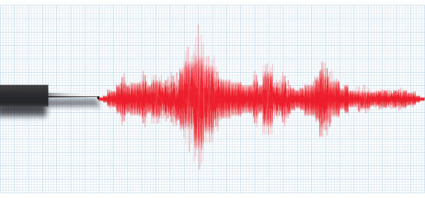 지진 지진 계수 표기 폴리그래프 기계 벡터 일러스트레이션 - seismograph seismic earthquake quake stock illustrations