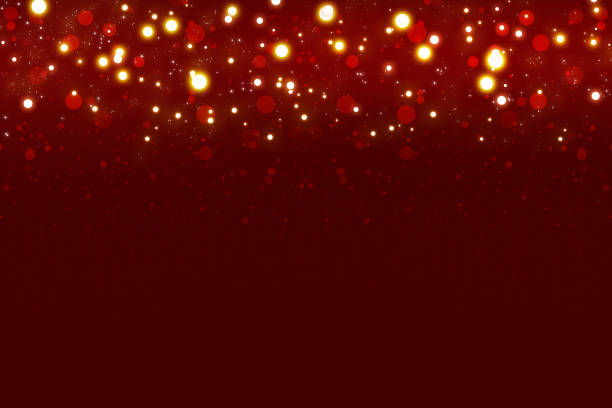 roter hintergrund mit goldenen verschwommenen lichtern. - red star stock-grafiken, -clipart, -cartoons und -symbole