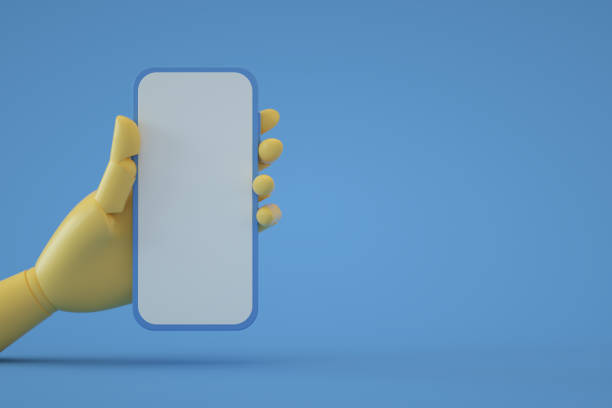 istock Robot Hand holding a Smartphone with Blank Screen 1345954924