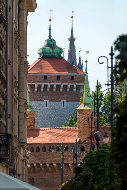 Zoomed in view of Krakow Old Town in Poland
