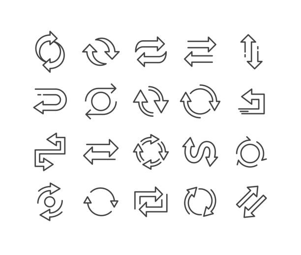 Reverse and Exchange Icons - Classic Line Series Editable Stroke - Reverse - Line Icons replay stock illustrations