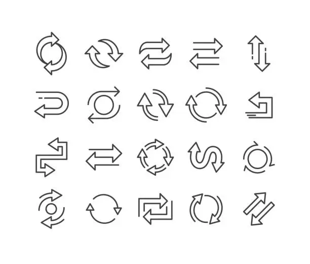 Vector illustration of Reverse and Exchange Icons - Classic Line Series