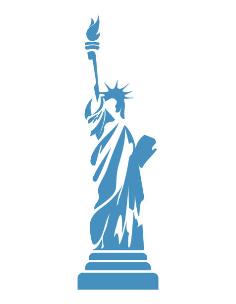 ilustrações de stock, clip art, desenhos animados e ícones de silhouette of the statue of liberty. - estátua da liberdade