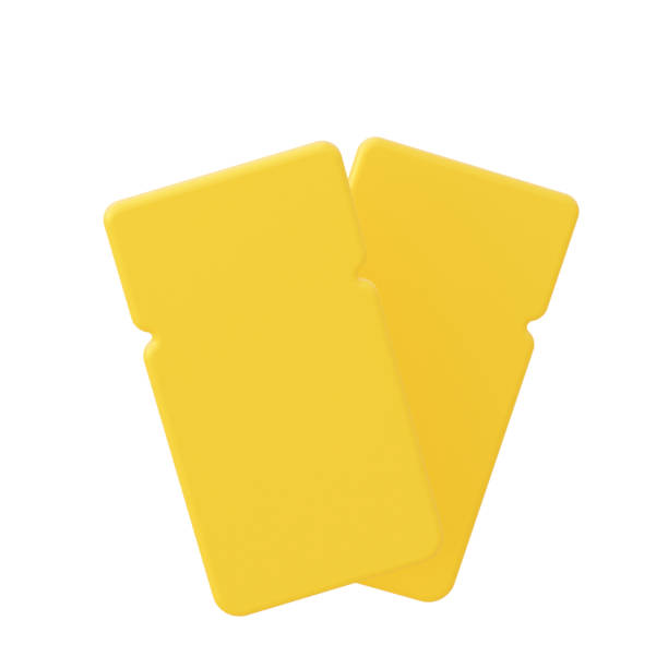 istock Two yellow coupons isolated on white background. 3d rendering 1345964283