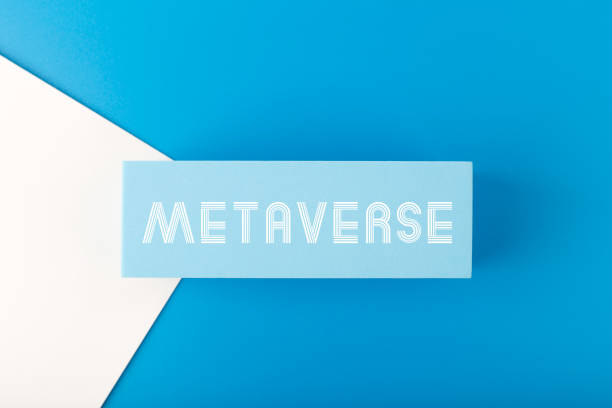 istock Metaverse modern minimal concept in monochromatic blue color 1345965393