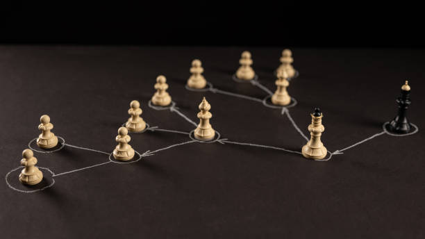 istock Control concept. Figures on a chalk board. Chalk arrows 1345966933
