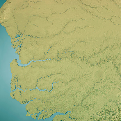3D Render of a Topographic Map of The Gambia. \nAll source data is in the public domain.\nColor texture: Made with Natural Earth. \nhttp://www.naturalearthdata.com/downloads/10m-raster-data/10m-cross-blend-hypso/\nRelief texture: NASADEM data courtesy of NASA JPL (2020). URL of source image: \nhttps://doi.org/10.5067/MEaSUREs/NASADEM/NASADEM_HGT.001\nWater texture: SRTM Water Body SWDB:\nhttps://dds.cr.usgs.gov/srtm/version2_1/SWBD/\nBoundaries Level 0: Humanitarian Information Unit HIU, U.S. Department of State (database: LSIB)\nhttp://geonode.state.gov/layers/geonode%3ALSIB7a_Gen