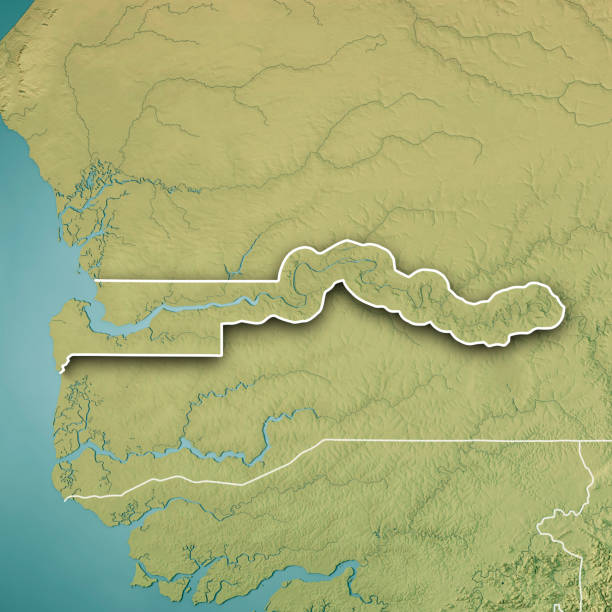 istock The Gambia 3D Render Topographic Map Color Border 1345969055