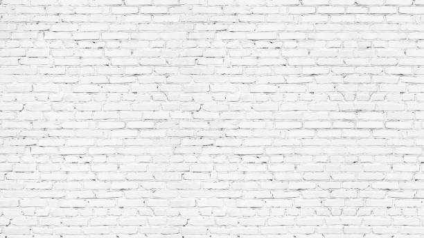 old rough white painted brick wall large texture. whitewashed brickwork masonry backdrop. light grunge abstract background - branco imagens e fotografias de stock