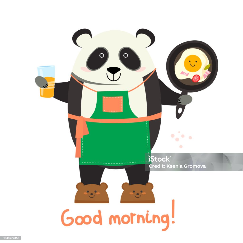 Vetores de Panda Com Ovos Mexidos Bom Dia e mais imagens de Avental - Avental, Bacon, Café da manhã - iStock Vetores de Panda Com Ovos Mexidos Bom Dia e mais imagens de Avental - Avental, Bacon, Café da manhã - iStock