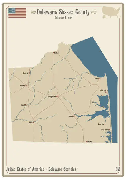 Vector illustration of Map of Sussex County in Delaware