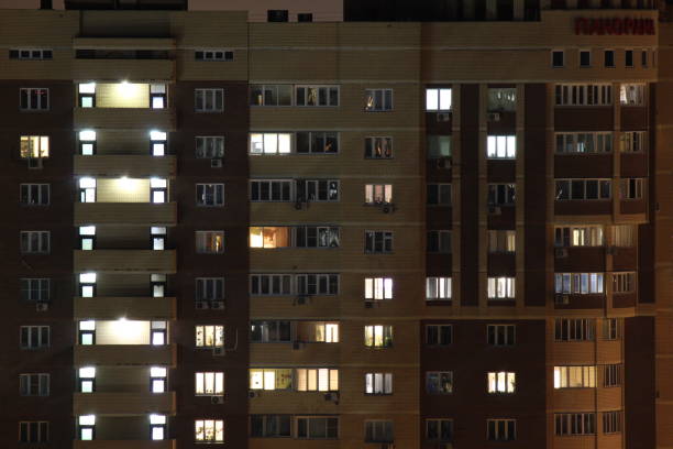 istock Burning windows of a big city 1345975423