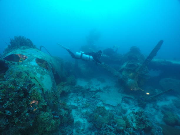 istock Japanese navy airplane Emily seaplane in WW2 1345977341