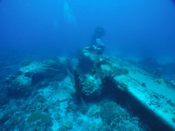 istock Japanese navy airplane Emily seaplane in WW2 1345977463