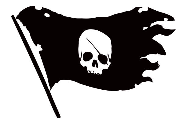 illustrations, cliparts, dessins animés et icônes de drapeau pirate - pirate corsair cartoon danger