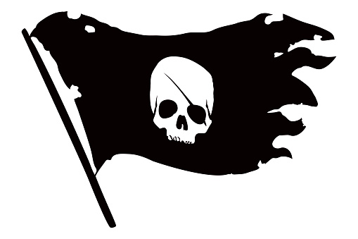 Vector illustration of waving pirate flag