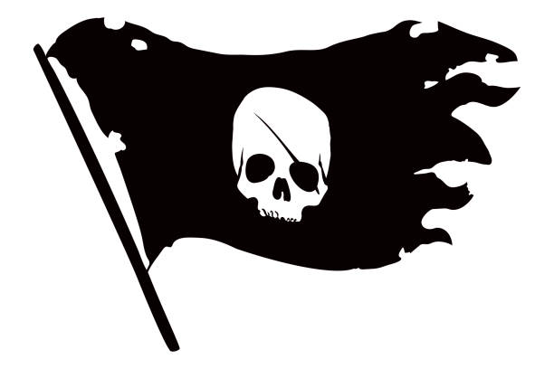 Pirate flag Vector illustration of waving pirate flag pirate flag stock illustrations