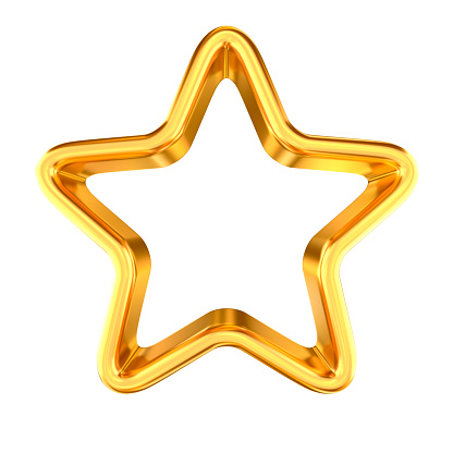 golden star on white background. Isolated 3D illustration