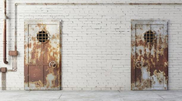 istock Brick wall of a street facade at night 1345984150