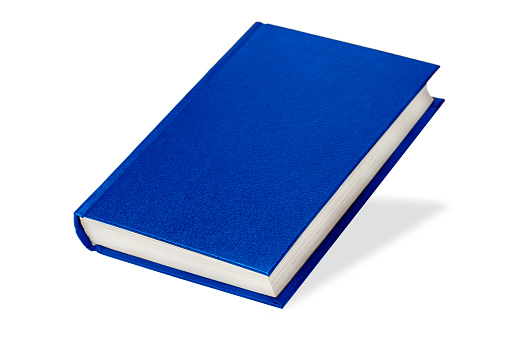 Blue book falls isolated on white background.