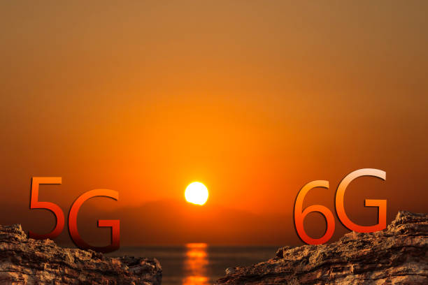 5G and 6G mobile network data transmission technology. Global connectivity and high speed.