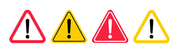 Set of danger, warning and attention signs. Attention sign with exclamation mark. Hazard warning symbol. Prohibition sign. Vector Illustration. Set of danger, warning and attention signs. Attention sign with exclamation mark. Hazard warning symbol. Prohibition sign. Vector Illustration. trouble stock illustrations