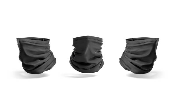 istock blank black neck gaiter mock up, front and side view 1345989838