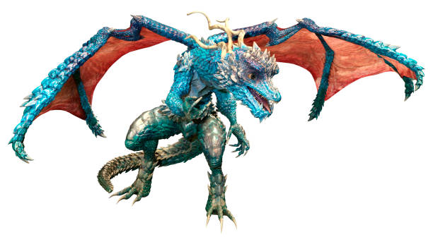 istock 3D illustration fantasy dragon on white 1345991298