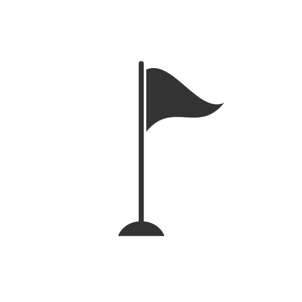 illustrazioni stock, clip art, cartoni animati e icone di tendenza di icona vettoriale pennant in piatto. vettore - golf flag golf flag pennant