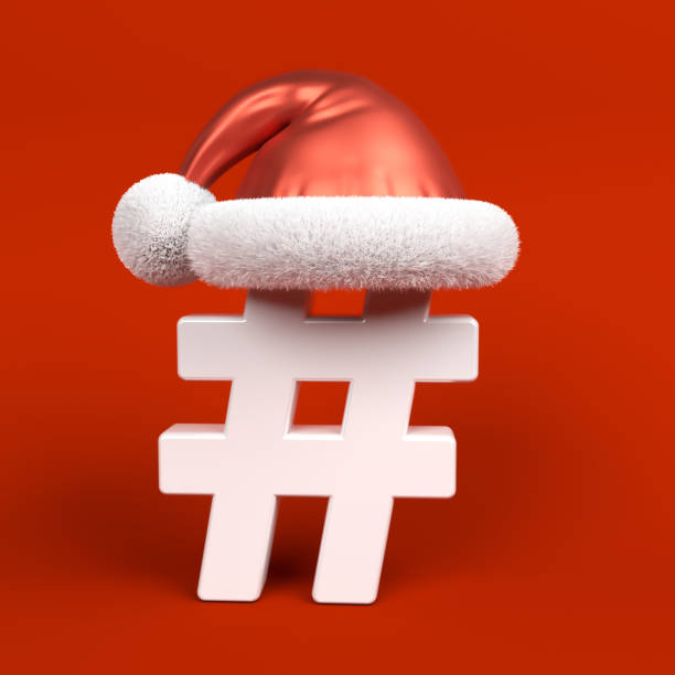 istock White-colored hashtag symbol and Santa Claus hat. 1345992434