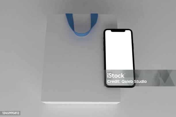 Shopping Bag With Mobile Stock Photo - Download Image Now - Bag, Brand Name Smart Phone, Business